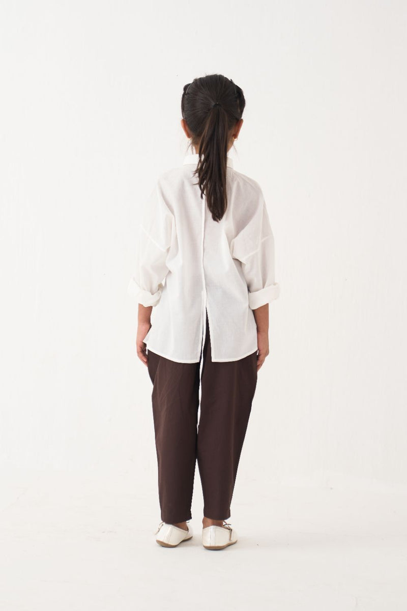 Girl - Panelled Shirt Co-Ord (Set Of 2) - White