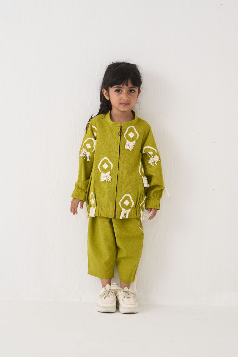 Girl - Fringe Bomber Jacket Co-Ord (Set Of 2) - Lime