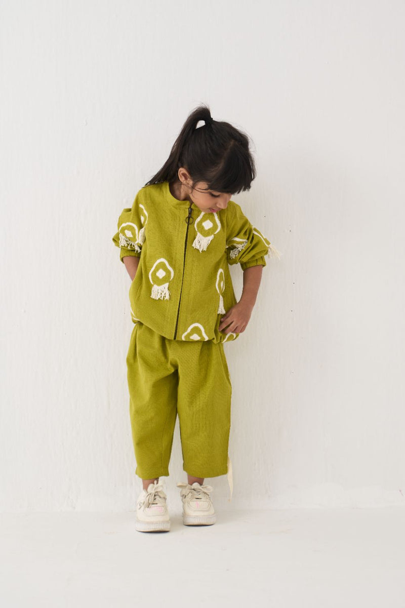 Girl - Fringe Bomber Jacket Co-Ord (Set Of 2) - Lime