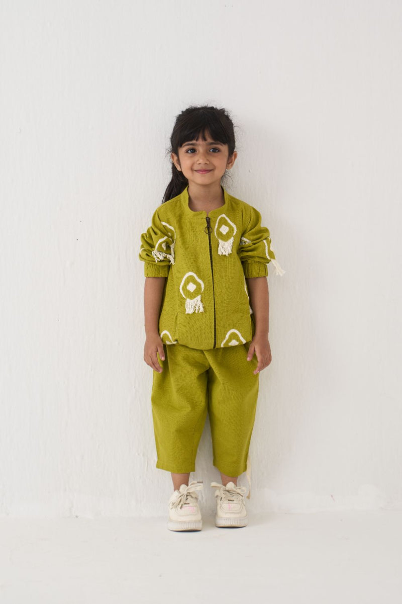 Girl - Fringe Bomber Jacket Co-Ord (Set Of 2) - Lime