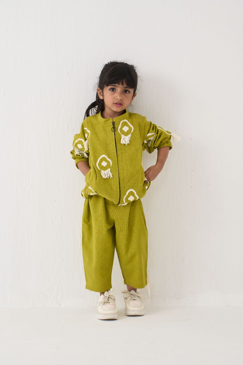 Girl - Fringe Bomber Jacket Co-Ord (Set Of 2) - Lime