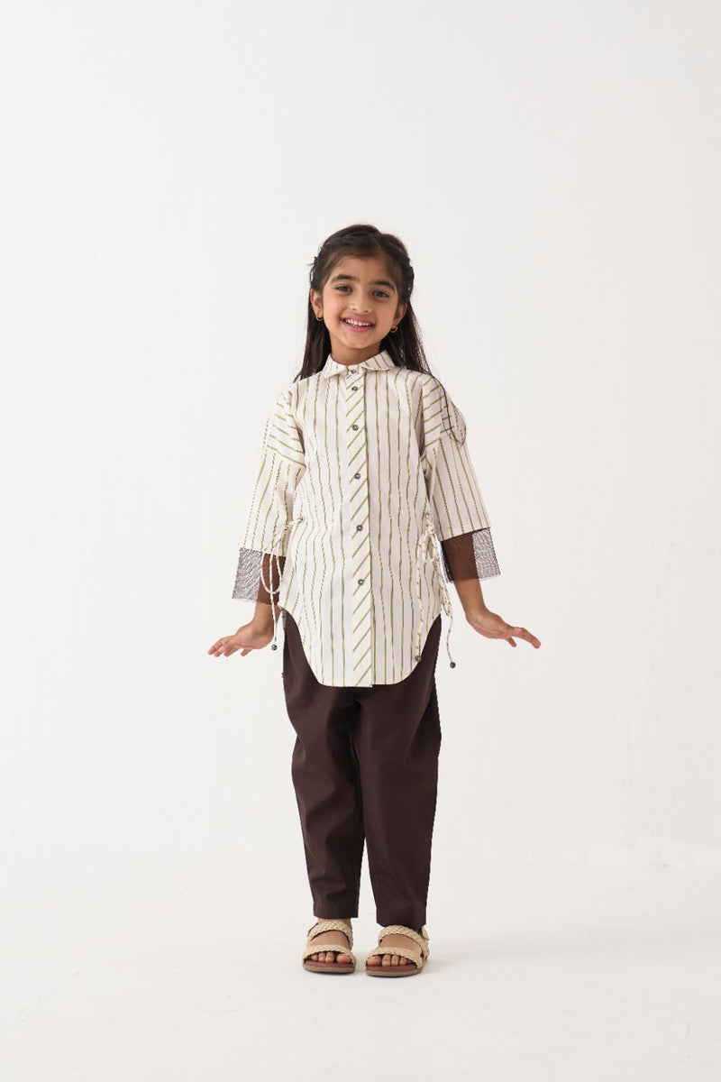 Girl - Side Drawstring Shirt Co-Ord - Lime