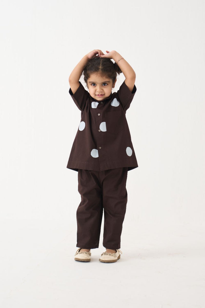 Girl - Short Top Co-Ord (Set Of 2) - Dark Brown