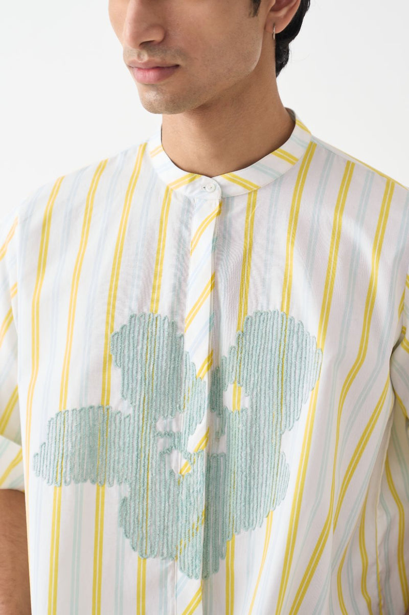 Floral Emb. Shirt  - Yellow