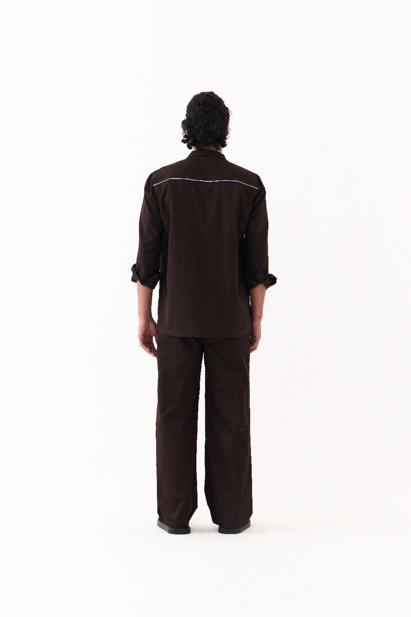 Emb. Patch Shacket - Dark Brown