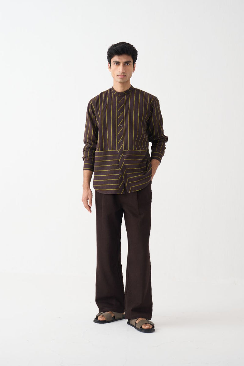 Front Pocket Shirt  - Brown