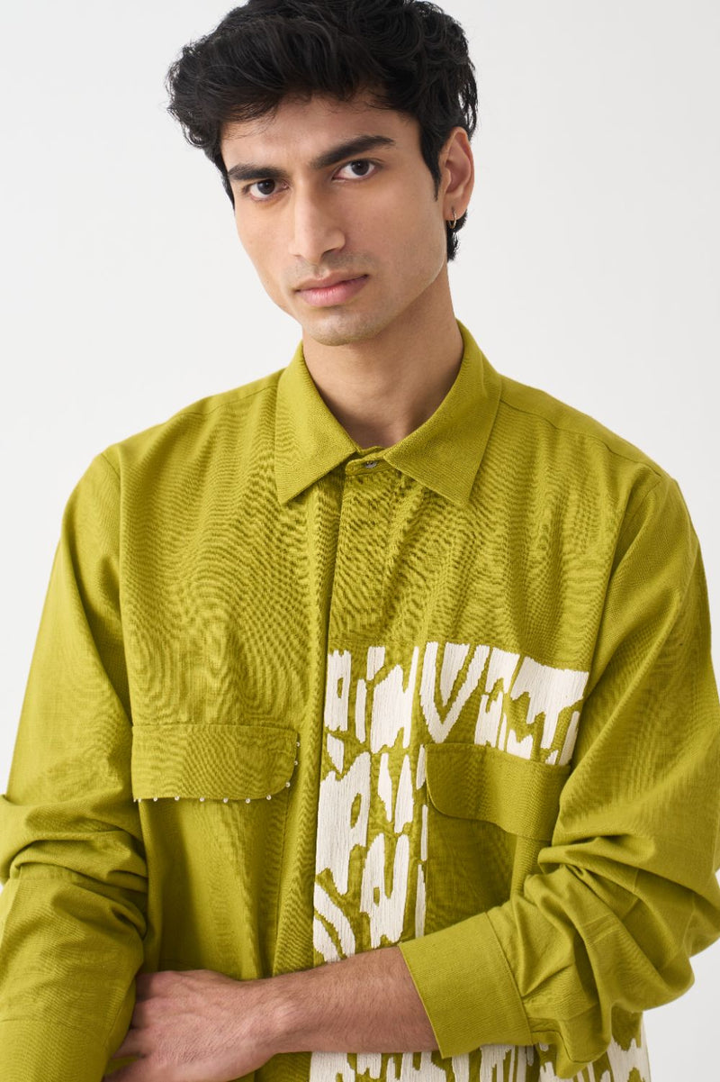 Emb. Patch Detail Shirt  
 - Lime