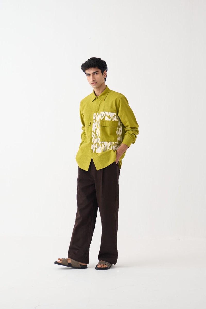Emb. Patch Detail Shirt  
 - Lime