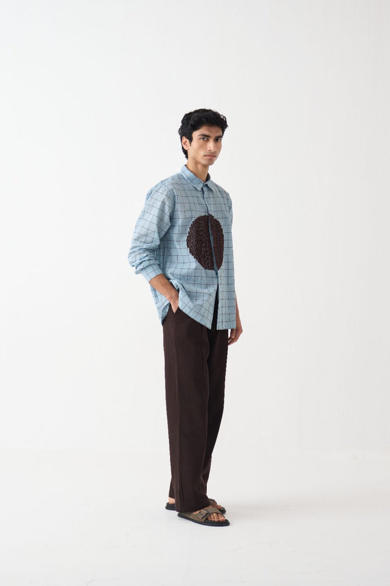 Circle Emb. Shirt  - Blue