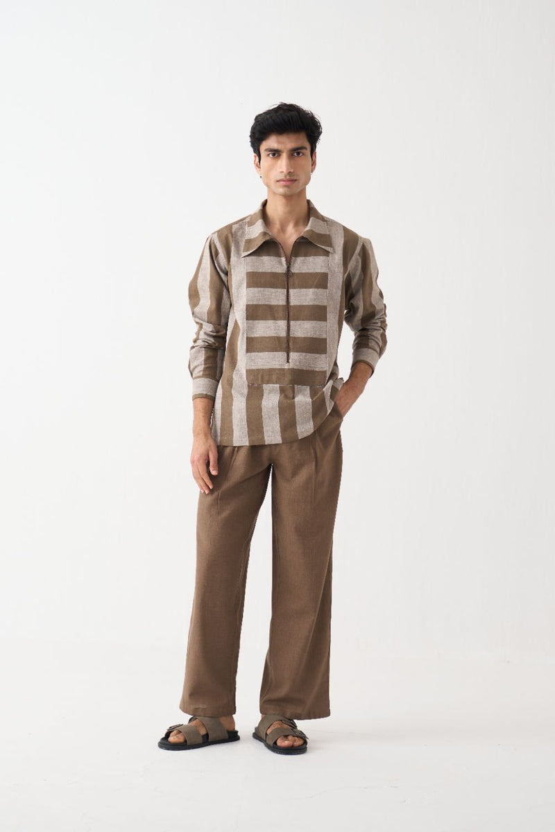 Yoke Zipper Shirt  - Cedar