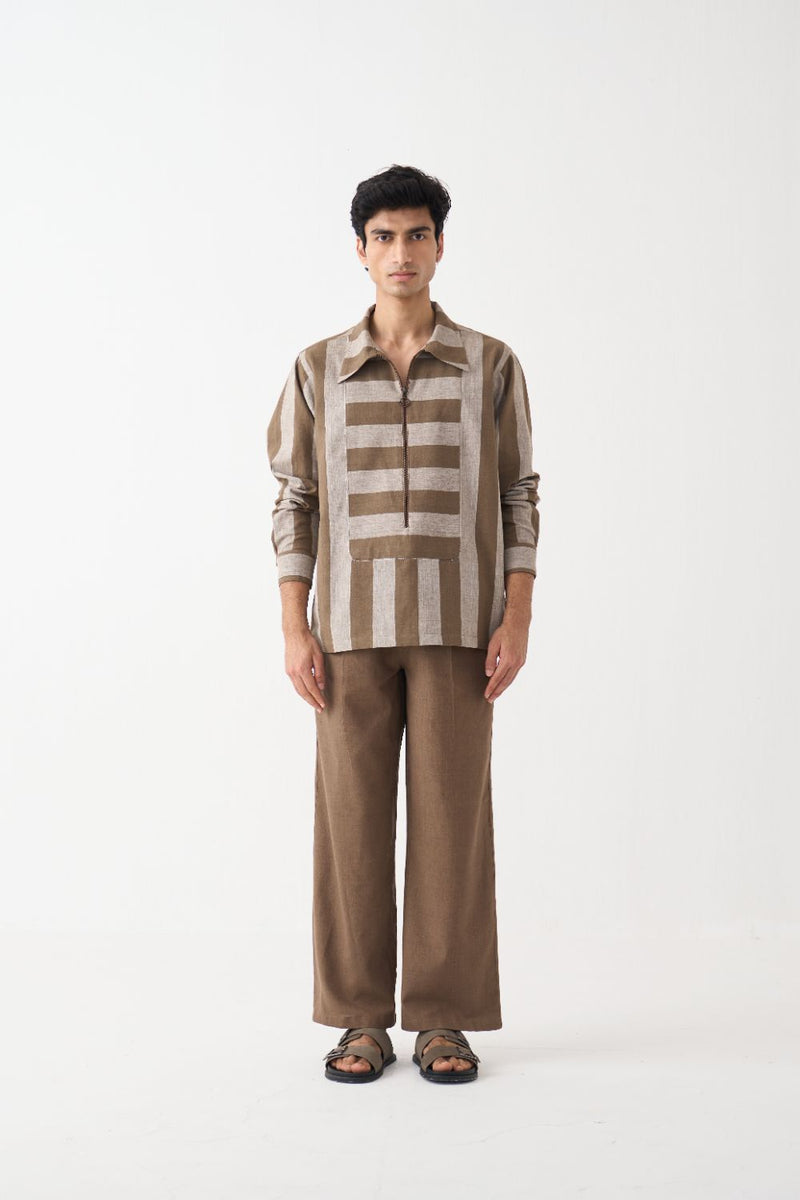 Yoke Zipper Shirt  - Cedar