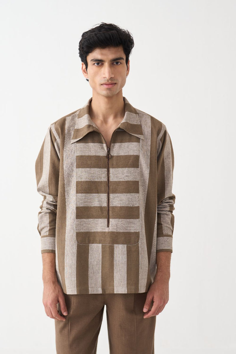 Yoke Zipper Shirt  - Cedar