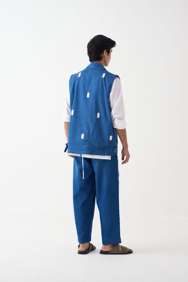 Sleeveless Utility Jacket  - Blue