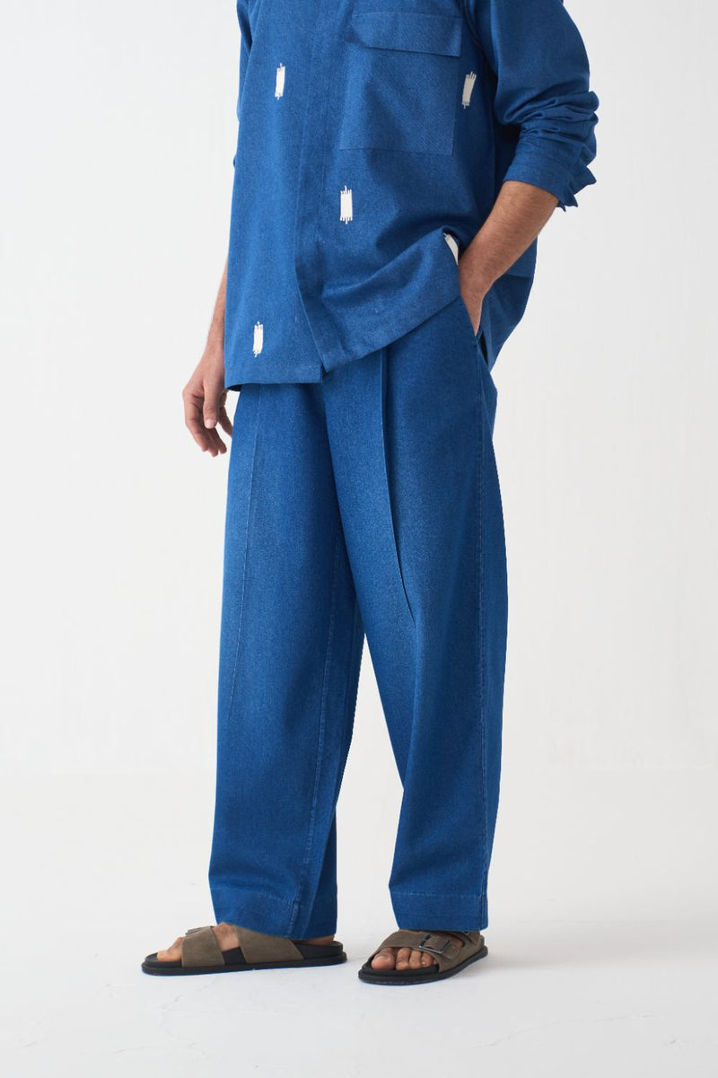 All Over Emb Shirt  - Blue