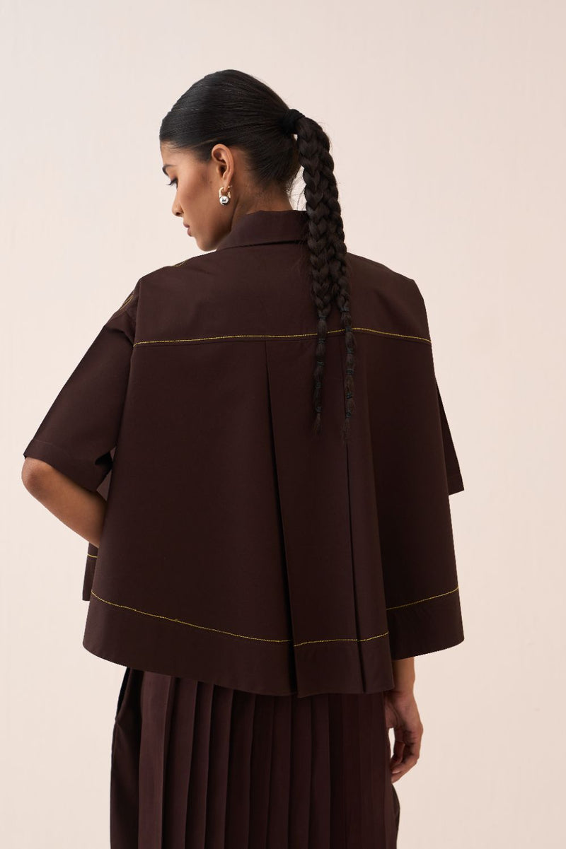 Splash Print Skirt Pant Co-Ord (Set Of 2) poplin by THREE in brown color for women Worldwide