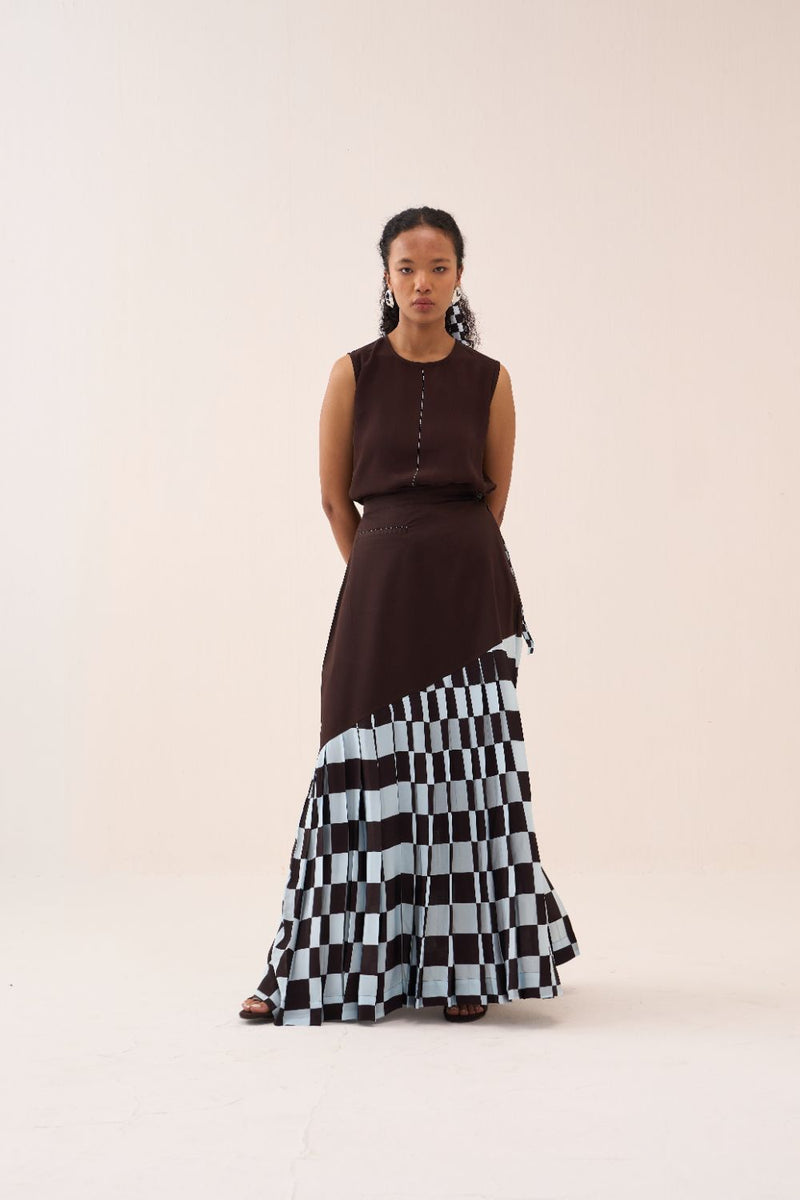Circular Polka Skirt poplin by THREE in sand color for women Worldwide