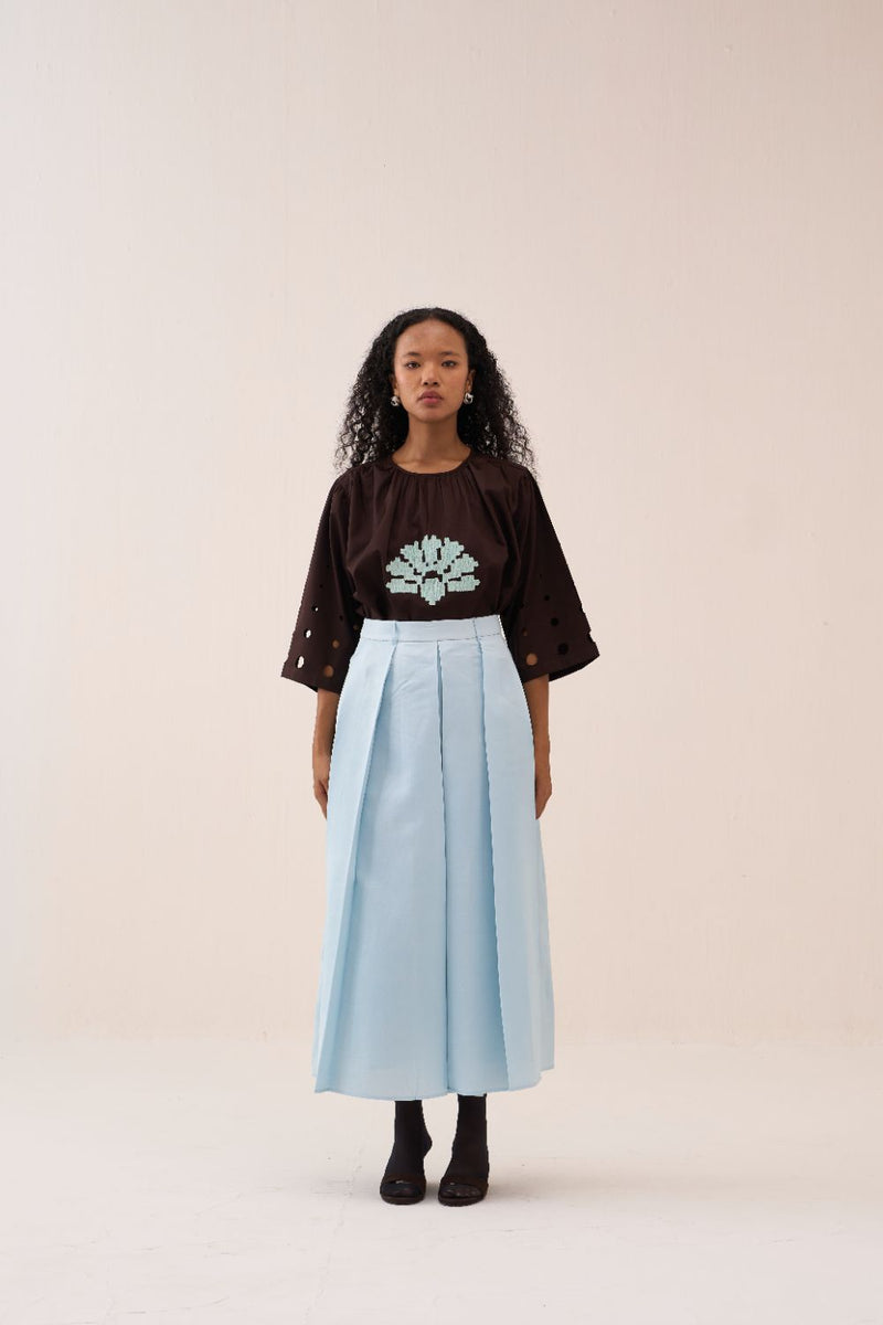 Side U-Panel Bottom by THREE in blue color for women Worldwide