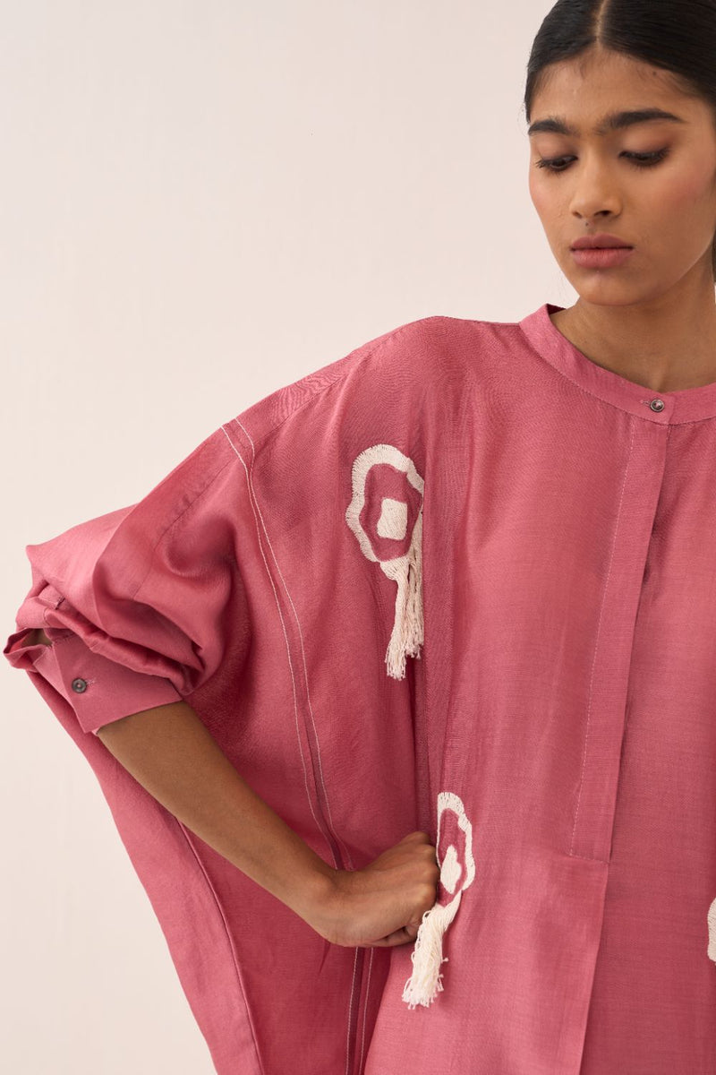 Fringe Bat Sleeve Shirt chanderi by THREE for women Worldwide
