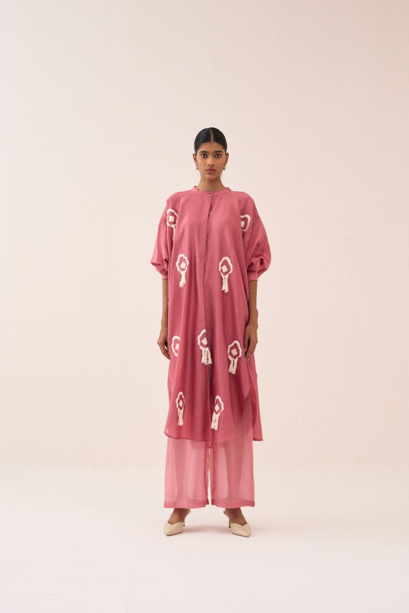 Fringe Bat Sleeve Shirt chanderi by THREE for women Worldwide