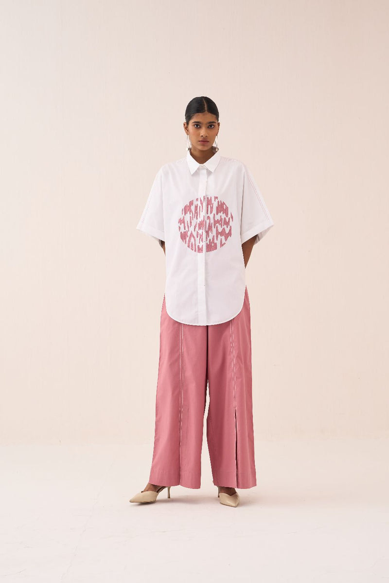 U-Hem Circle Emb. Shirt poplin by THREE in white color for women Worldwide