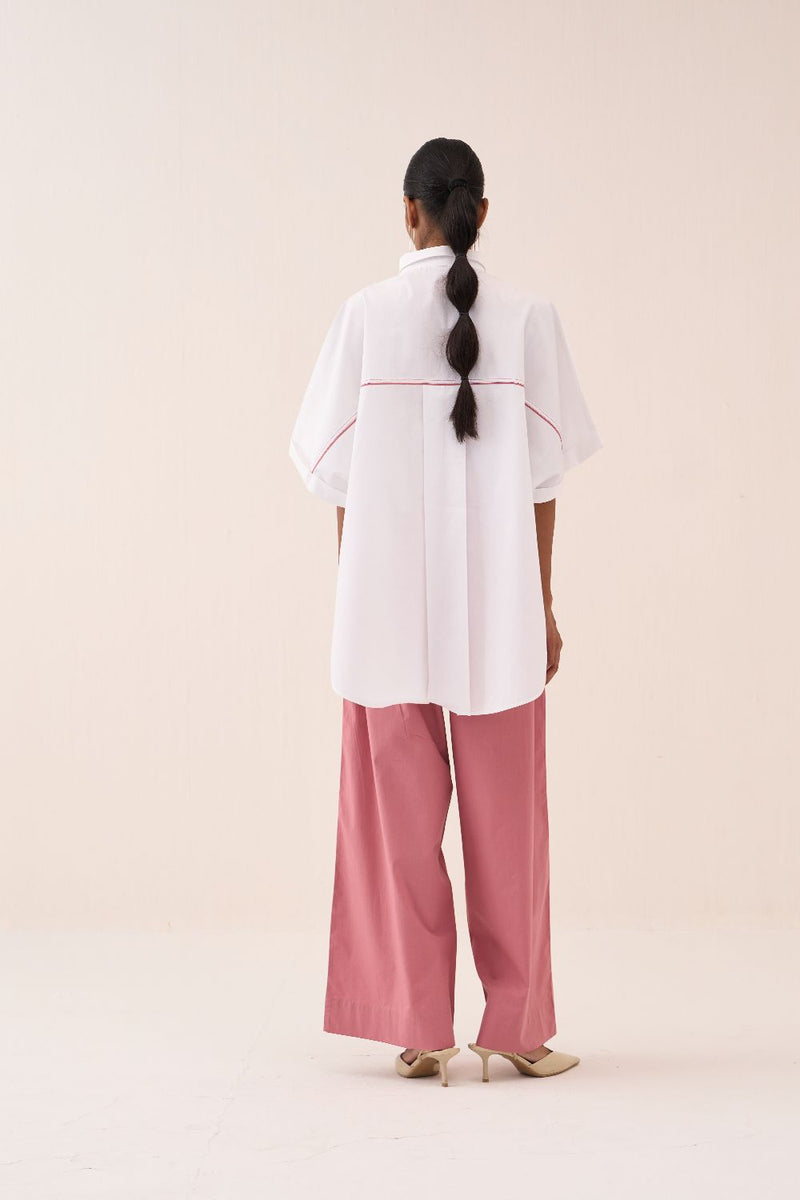 U-Hem Circle Emb. Shirt poplin by THREE in white color for women Worldwide