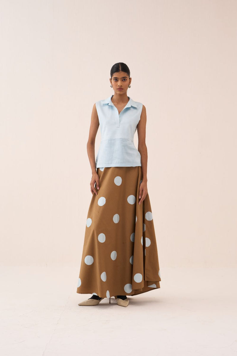 Peplum Panel Top chanderi by THREE in blue color for women Worldwide