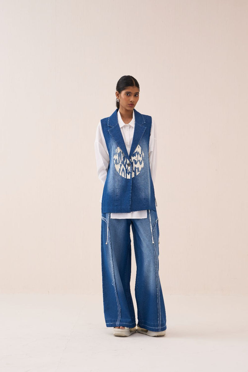 Denim Circle Waistcoat by THREE for women Worldwide