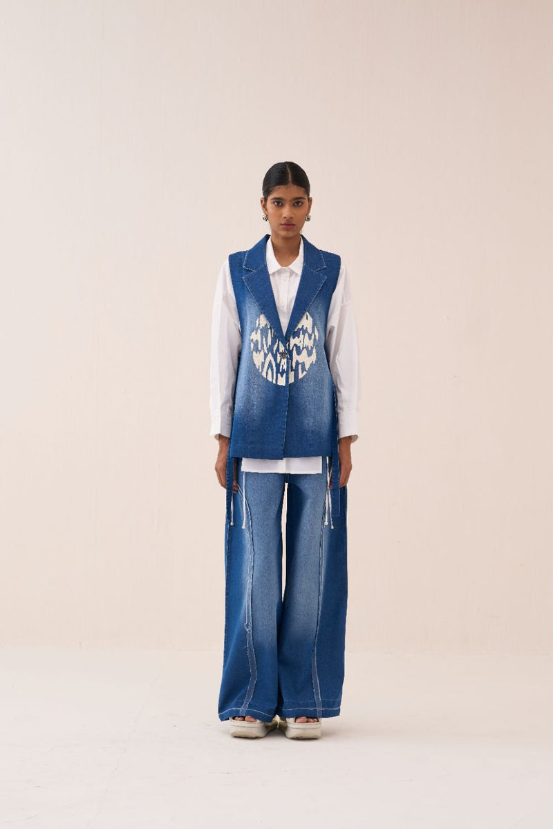 Denim Circle Waistcoat by THREE for women Worldwide
