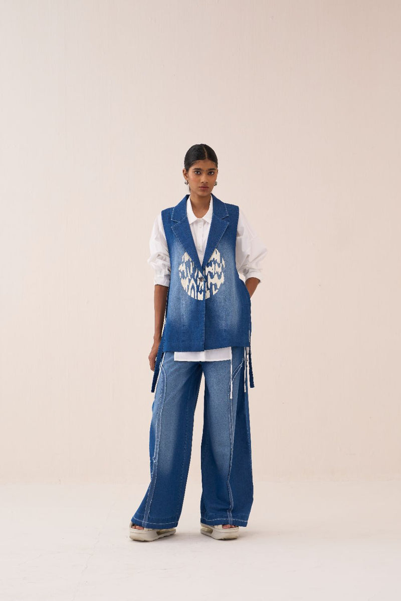 Denim Circle Waistcoat by THREE for women Worldwide