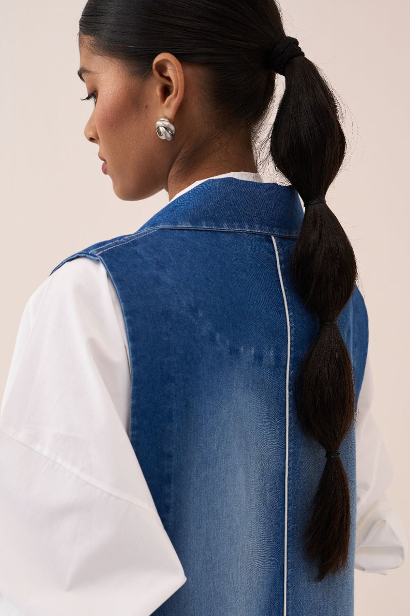 Denim Circle Waistcoat by THREE for women Worldwide