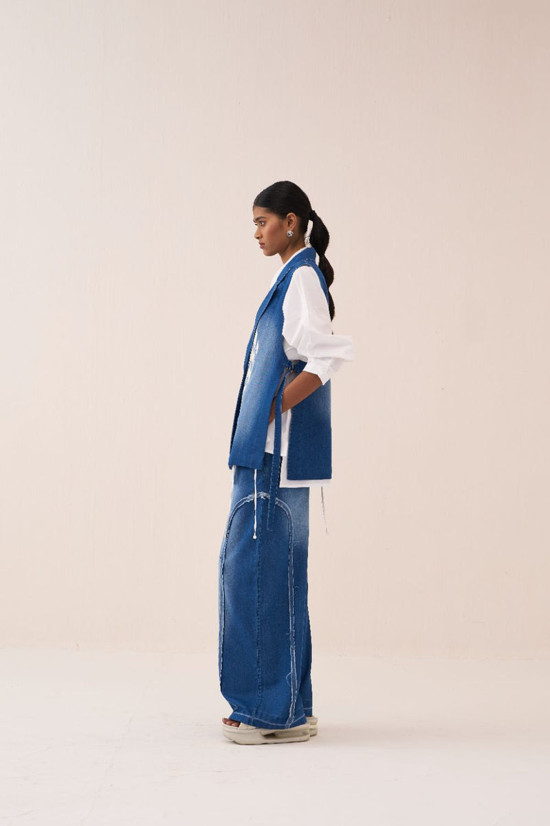 Denim Circle Waistcoat by THREE for women Worldwide