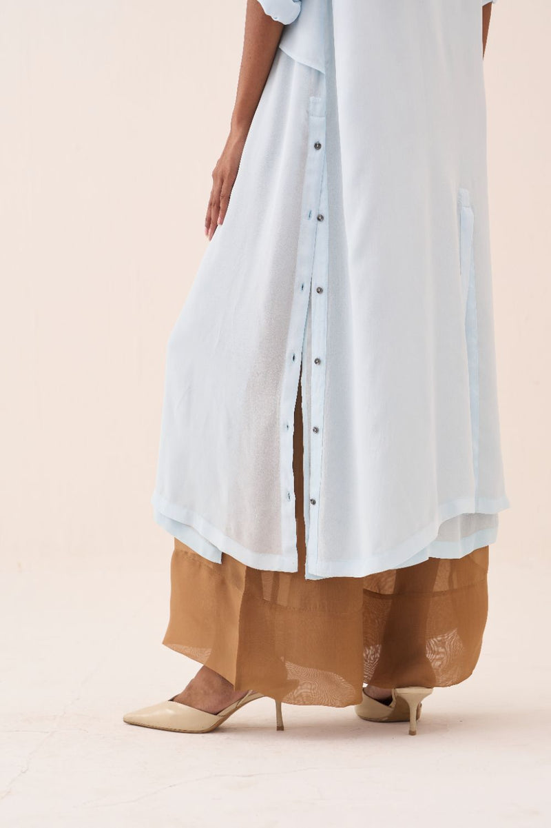 Tie Jacket (Slip Included) by THREE in blue color for women Worldwide