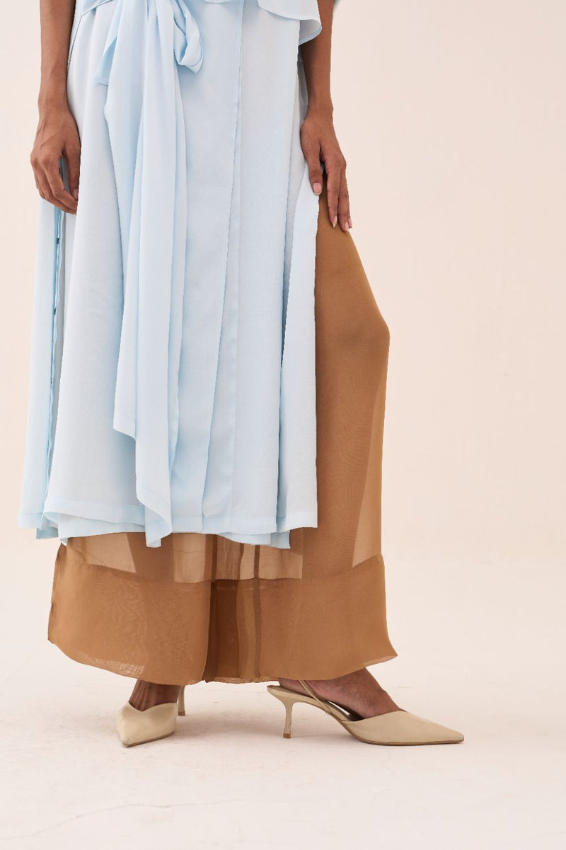 Tie Jacket (Slip Included) by THREE in blue color for women Worldwide