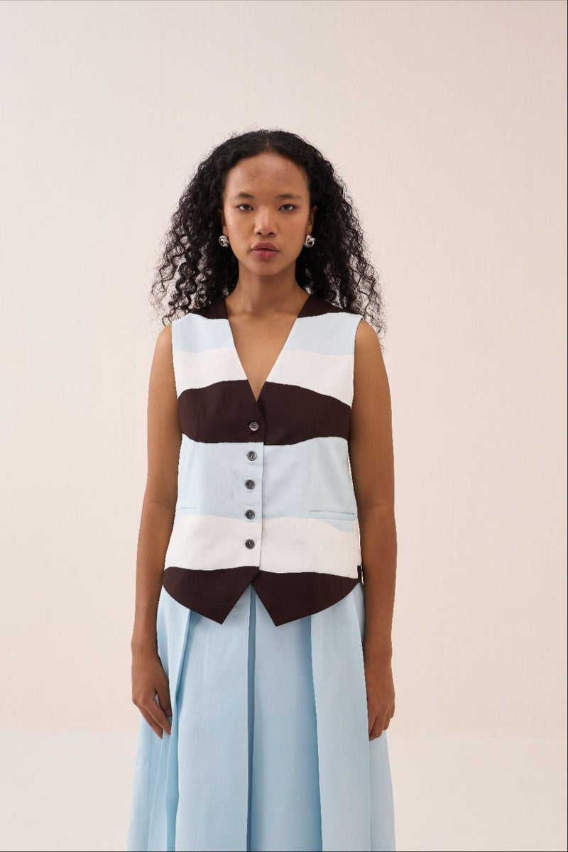 Applique Vest chanderi by THREE in brown color for women Worldwide