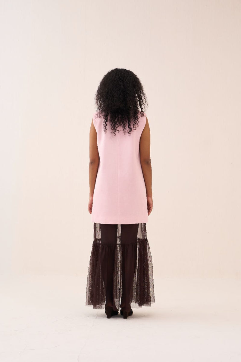 Collared Waistcoat satin by THREE in pink color for women Worldwide