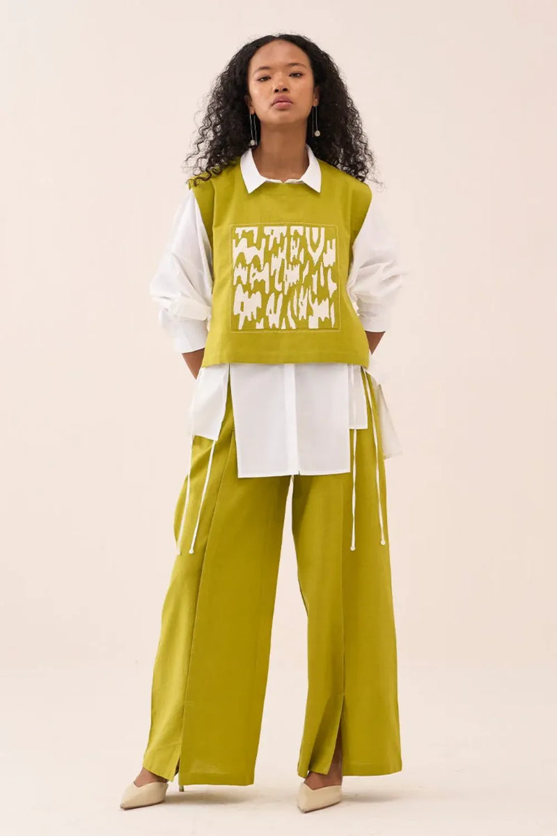 Patch Emb. Crop Overlay Shirt cotton by THREE for women Worldwide