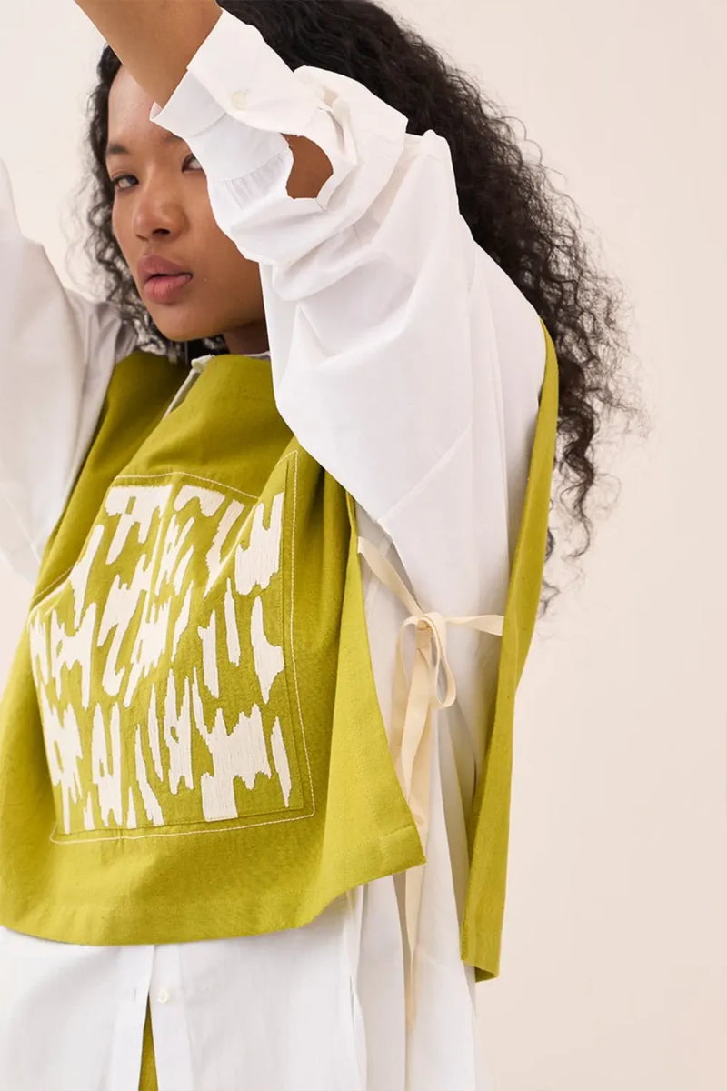 Patch Emb. Crop Overlay Shirt cotton by THREE for women Worldwide
