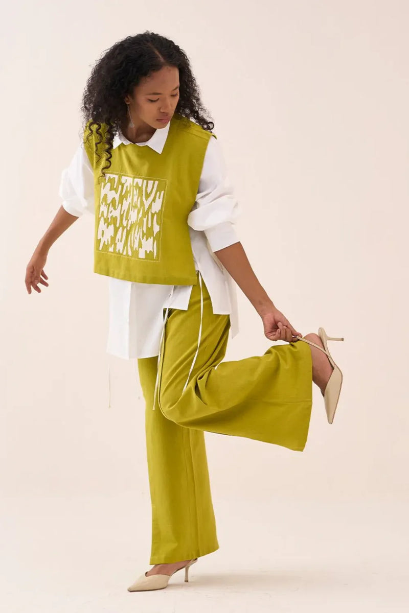 Patch Emb. Crop Overlay Shirt cotton by THREE for women Worldwide