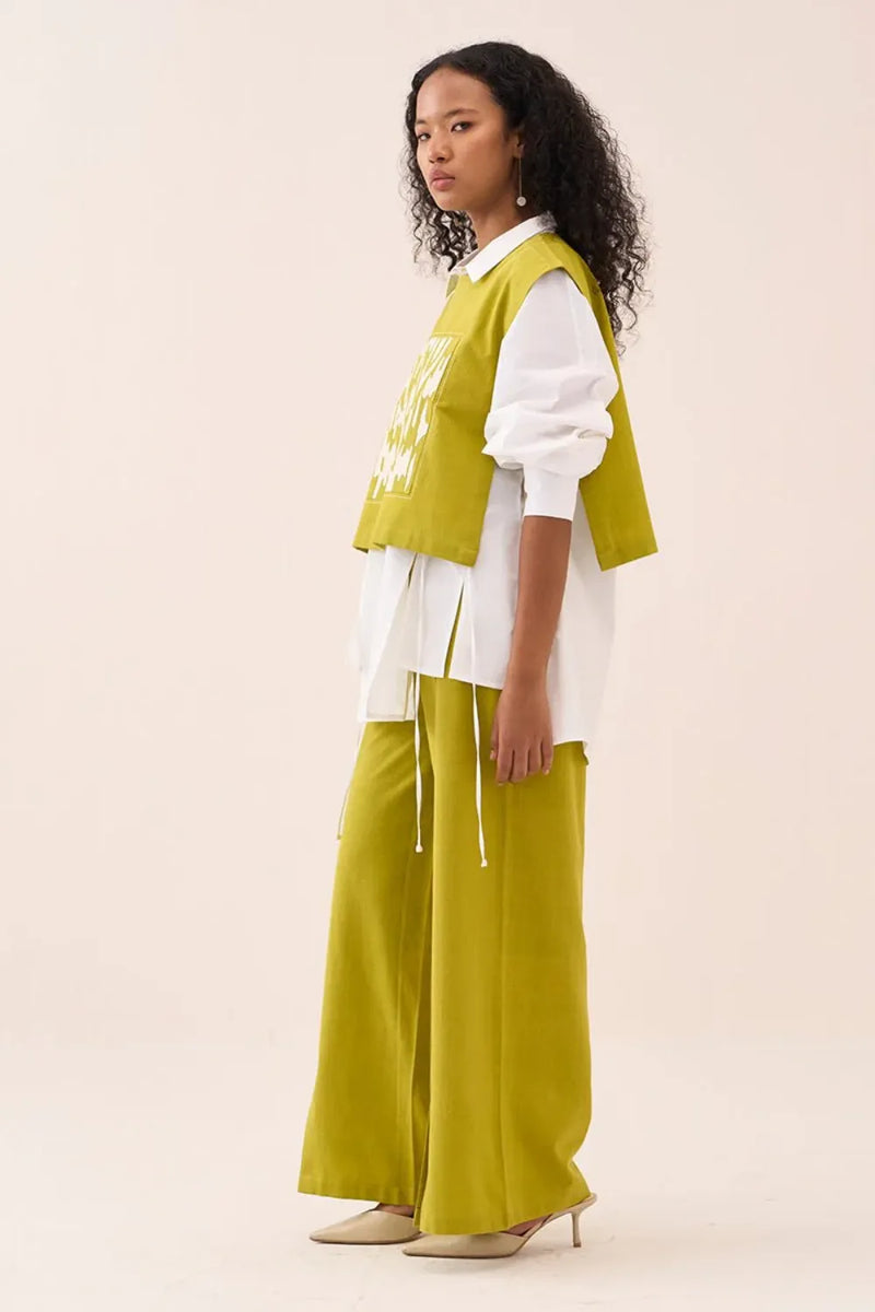 Patch Emb. Crop Overlay Shirt cotton by THREE for women Worldwide