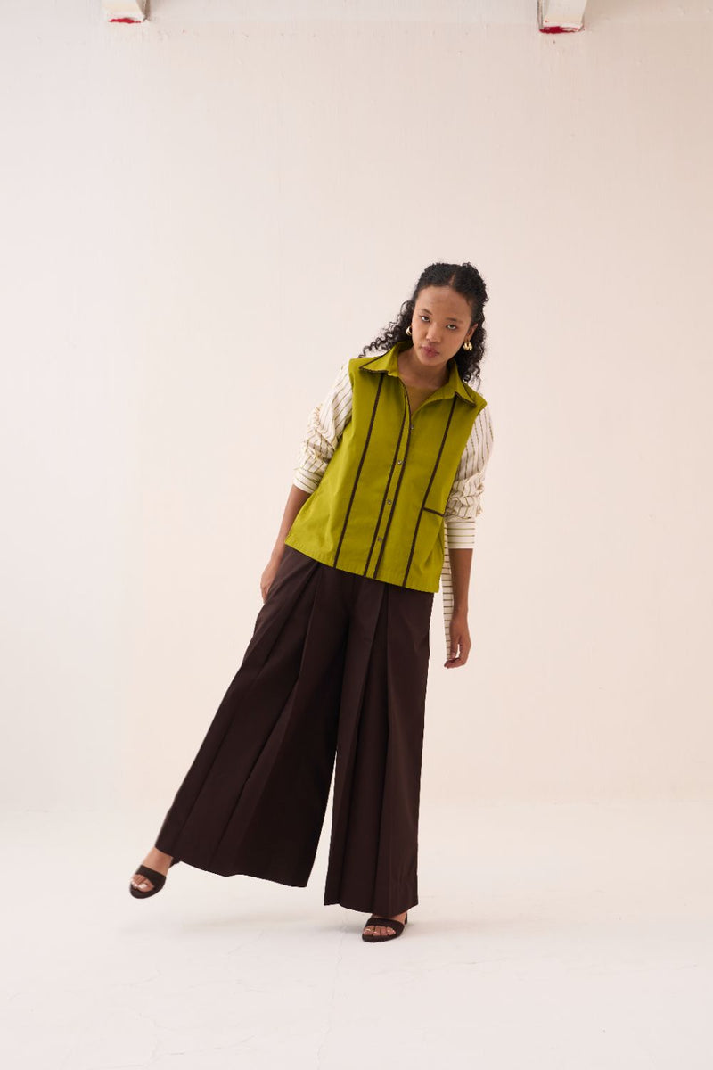Stripe Sleeve Shirt poplin by THREE for women Worldwide
