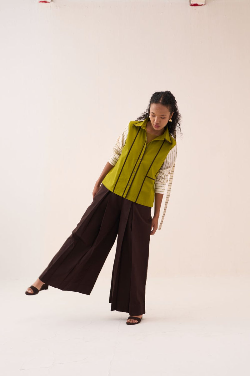 Stripe Sleeve Shirt poplin by THREE for women Worldwide