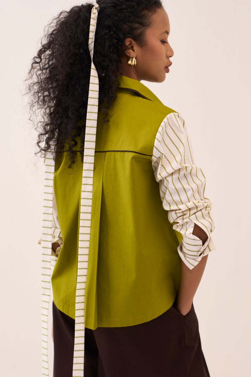 Stripe Sleeve Shirt poplin by THREE for women Worldwide