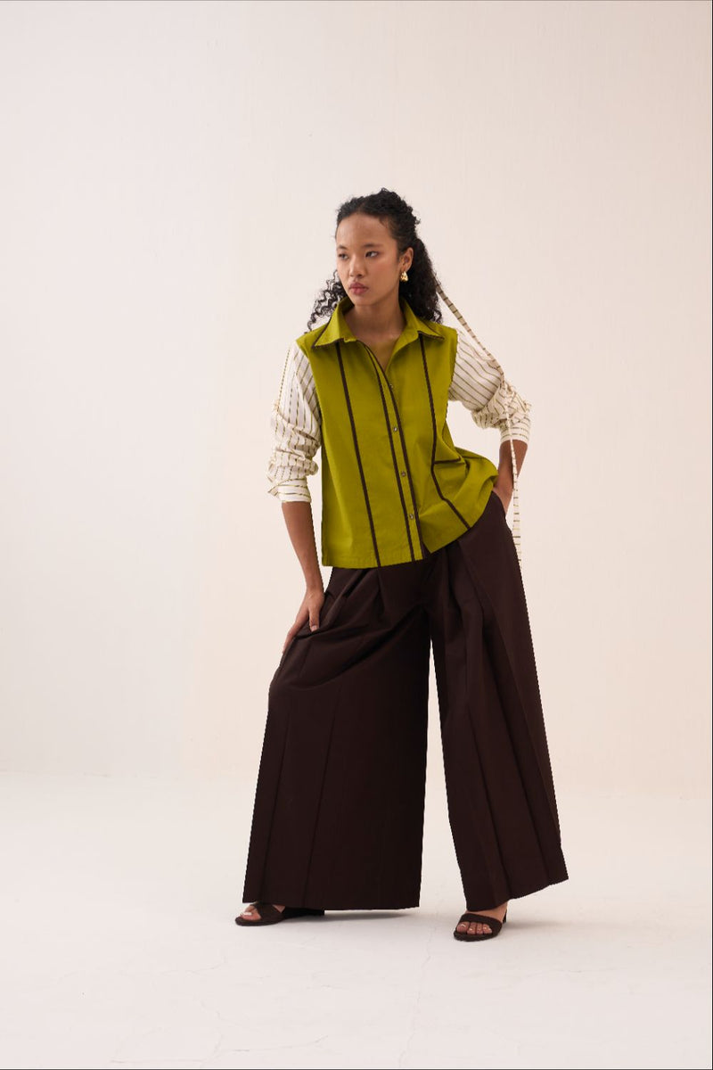 Stripe Sleeve Shirt poplin by THREE for women Worldwide