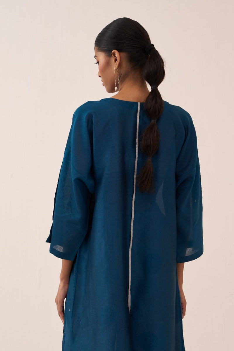 Panelled Tunic Co-Ord (Set Of 2) chanderi by THREE in grey color for women Worldwide