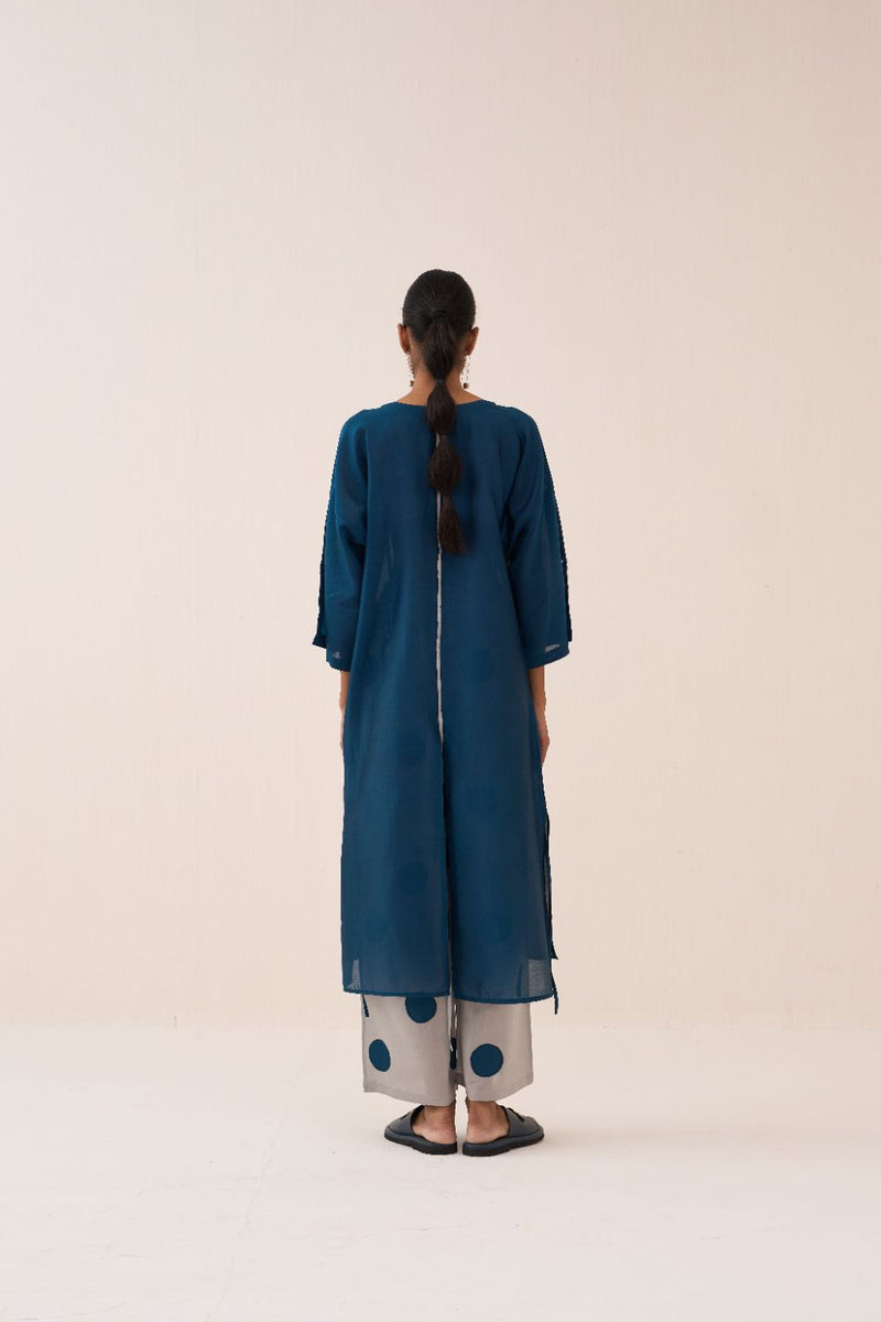 Paneled Tunic chanderi by THREE in teal color for women Worldwide