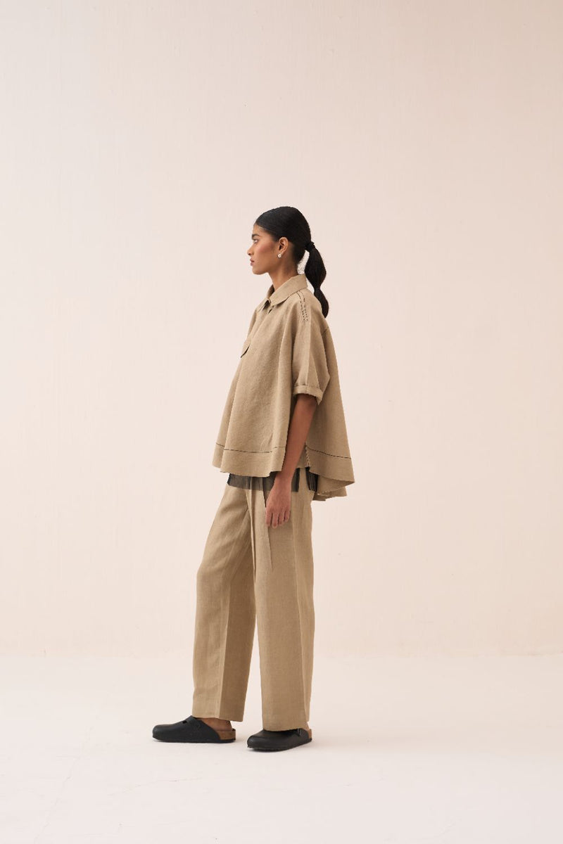 Wide Hem Shirt - Sand by THREE in sand color for women Worldwide