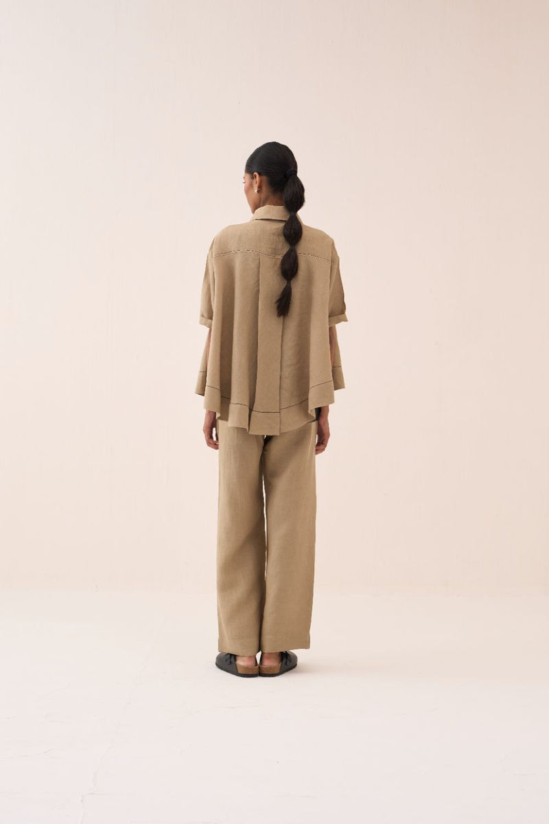 Wide Hem Shirt - Sand by THREE in sand color for women Worldwide