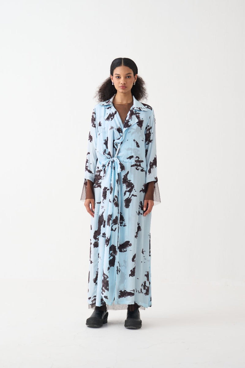 Tie Jacket silk by THREE in blue color for women Worldwide