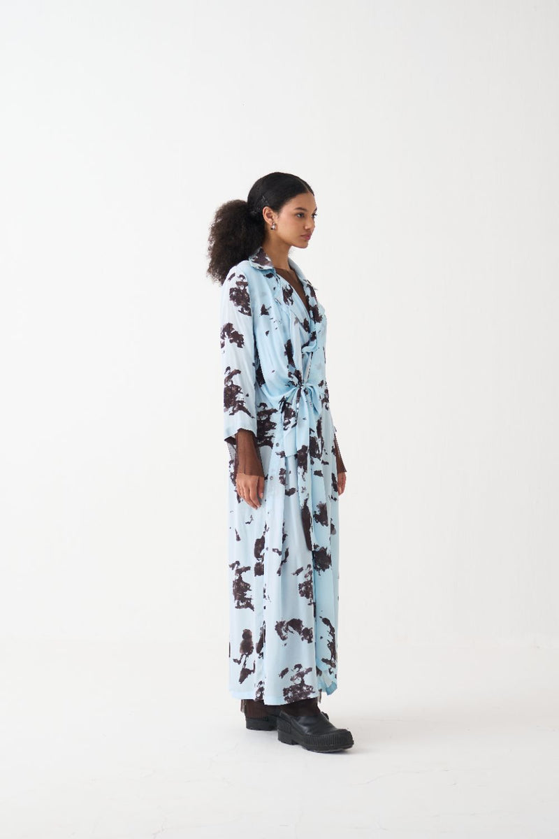 Tie Jacket silk by THREE in blue color for women Worldwide