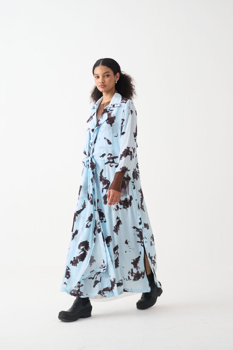 Tie Jacket silk by THREE in blue color for women Worldwide